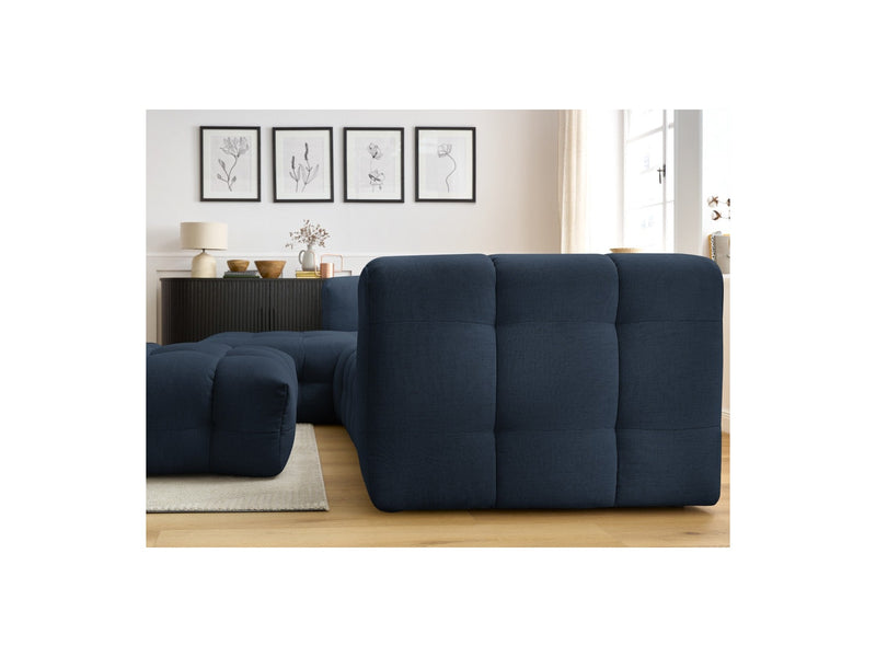 Canapé D'Angle Fixe - Cloud - Tissu Lisse Avec Pouf - Angle Gauche