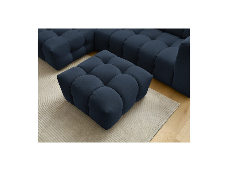 Canapé D'Angle Fixe - Cloud - Tissu Lisse Avec Pouf - Angle Gauche