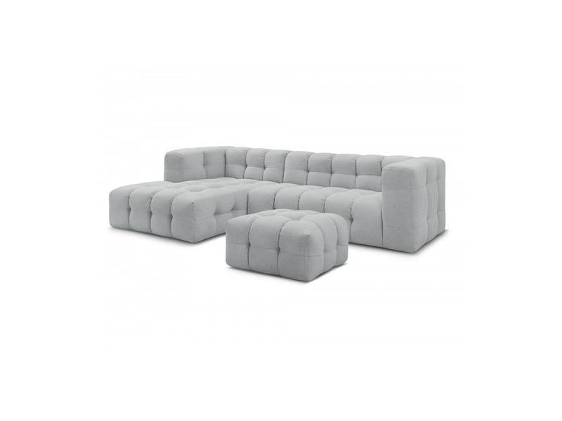 Canapé D'Angle Fixe - Cloud - Tissu Lisse Avec Pouf - Angle Gauche