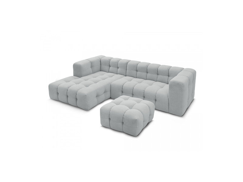 Canapé D'Angle Fixe - Cloud - Tissu Lisse Avec Pouf - Angle Gauche