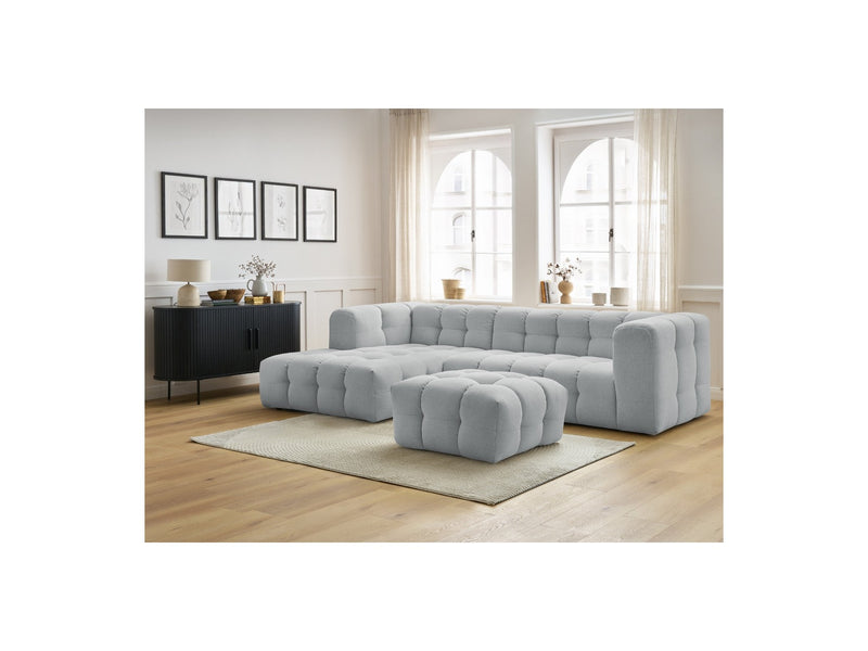 Canapé D'Angle Fixe - Cloud - Tissu Lisse Avec Pouf - Angle Gauche