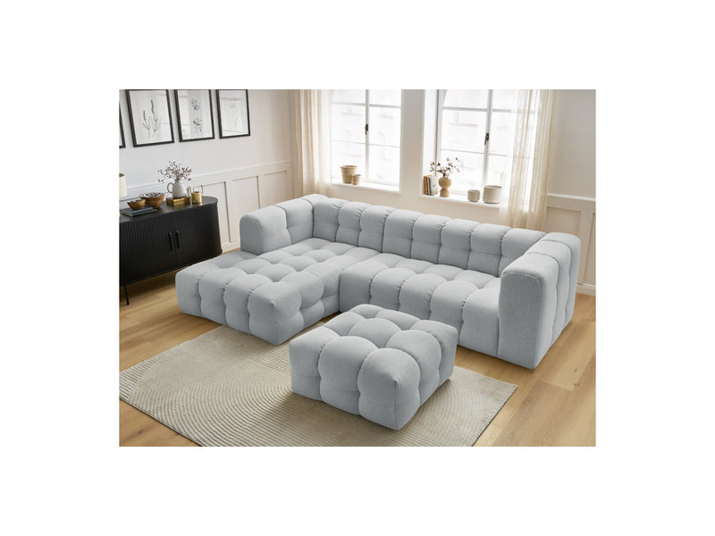 Canapé D'Angle Fixe - Cloud - Tissu Lisse Avec Pouf - Angle Gauche