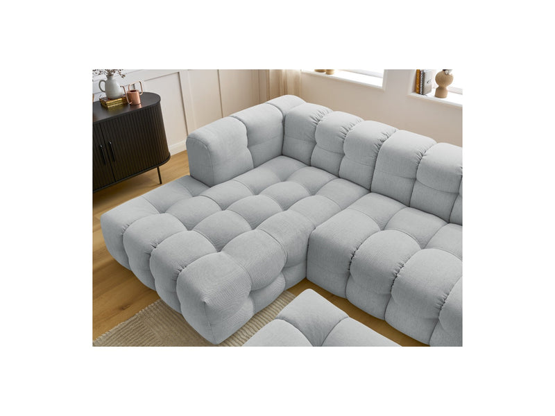 Canapé D'Angle Fixe - Cloud - Tissu Lisse Avec Pouf - Angle Gauche