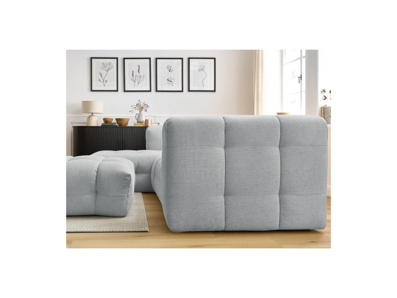 Canapé D'Angle Fixe - Cloud - Tissu Lisse Avec Pouf - Angle Gauche