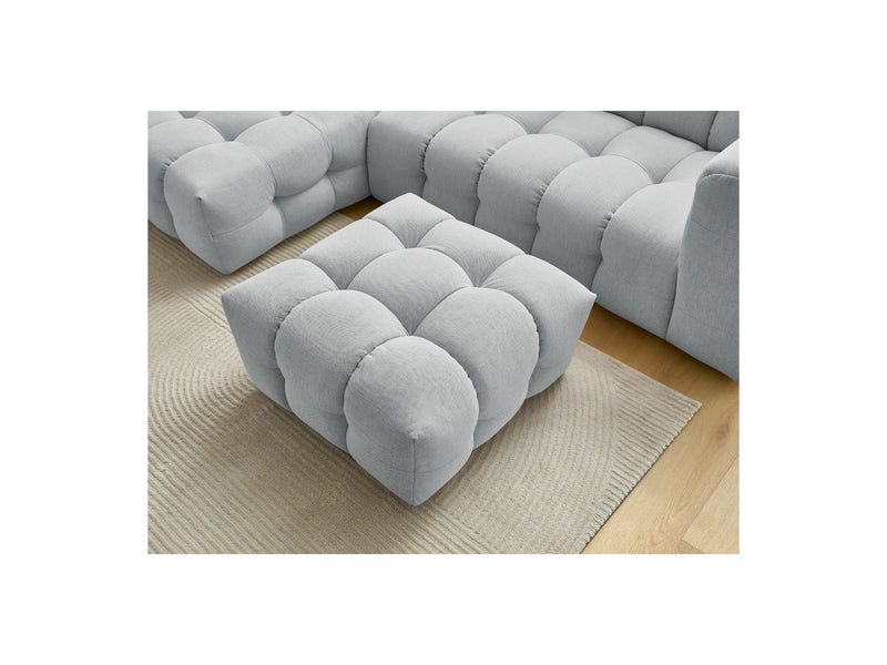 Canapé D'Angle Fixe - Cloud - Tissu Lisse Avec Pouf - Angle Gauche