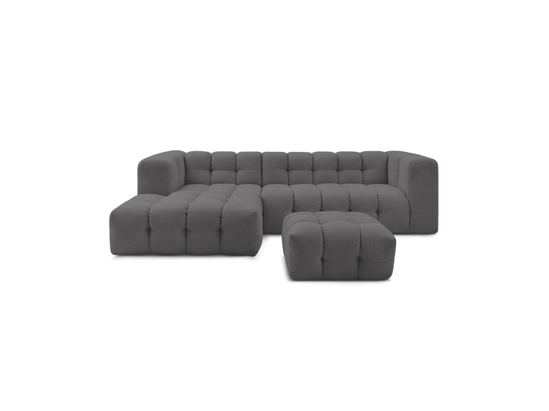 Canapé D'Angle Fixe - Cloud - Tissu Lisse Avec Pouf - Angle Gauche