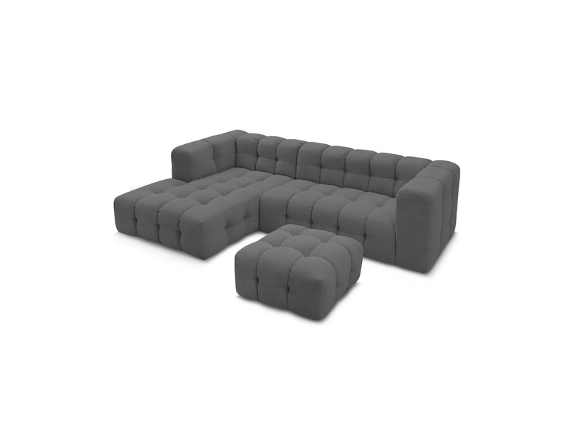 Canapé D'Angle Fixe - Cloud - Tissu Lisse Avec Pouf - Angle Gauche