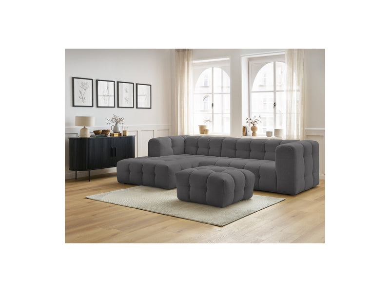 Canapé D'Angle Fixe - Cloud - Tissu Lisse Avec Pouf - Angle Gauche