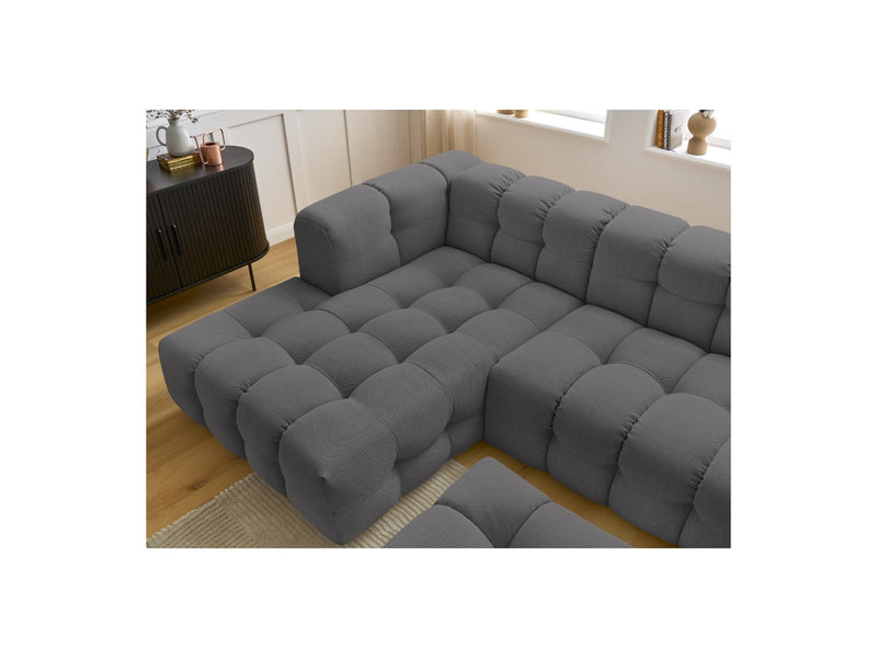 Canapé D'Angle Fixe - Cloud - Tissu Lisse Avec Pouf - Angle Gauche