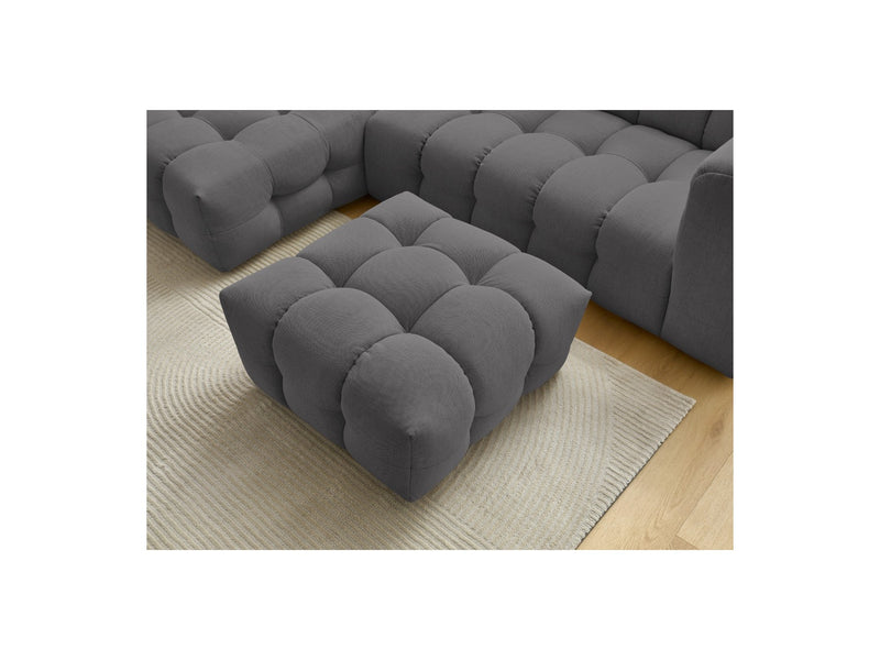 Canapé D'Angle Fixe - Cloud - Tissu Lisse Avec Pouf - Angle Gauche