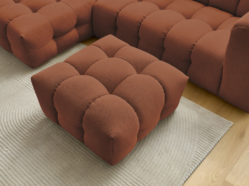 Canapé D'Angle Fixe - Cloud - Tissu Lisse Avec Pouf - Angle Gauche