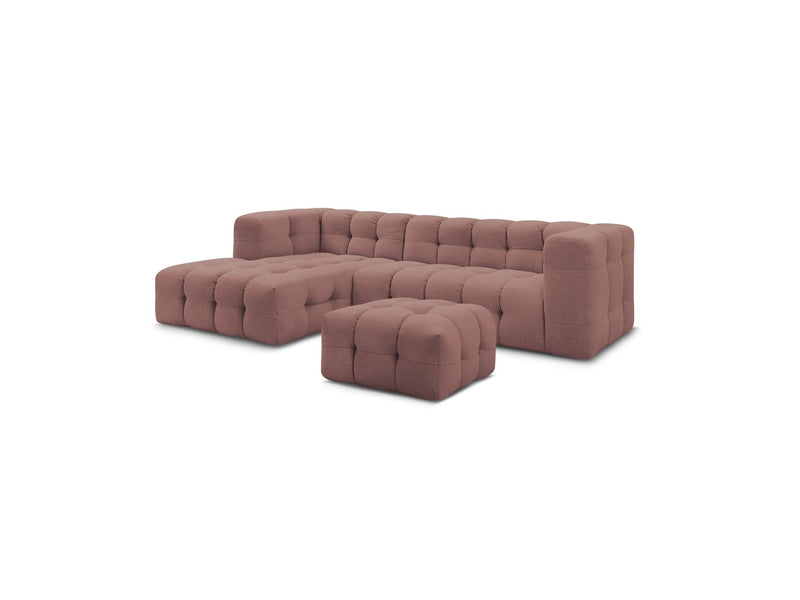 Canapé D'Angle Fixe - Cloud - Tissu Lisse Avec Pouf - Angle Gauche