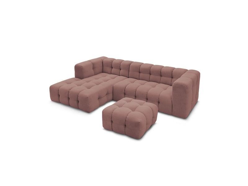 Canapé D'Angle Fixe - Cloud - Tissu Lisse Avec Pouf - Angle Gauche