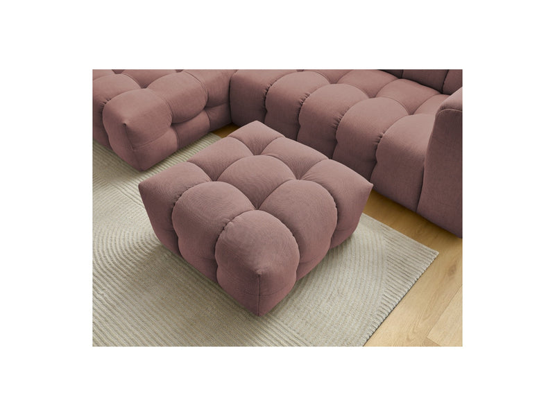 Canapé D'Angle Fixe - Cloud - Tissu Lisse Avec Pouf - Angle Gauche