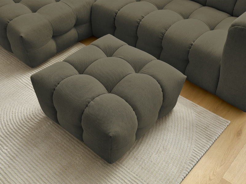 Canapé D'Angle Fixe - Cloud - Tissu Lisse Avec Pouf - Angle Gauche