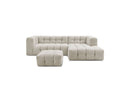 Canapé D'Angle Fixe - Cloud - Tissu Lisse Avec Pouf - Angle Droit