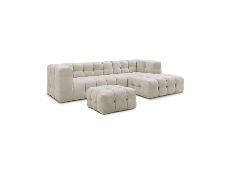 Canapé D'Angle Fixe - Cloud - Tissu Lisse Avec Pouf - Angle Droit