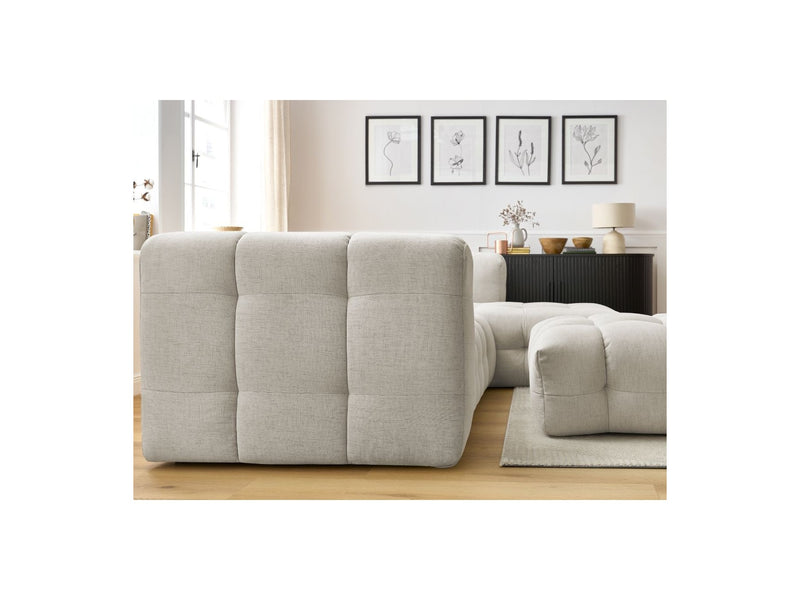 Canapé D'Angle Fixe - Cloud - Tissu Lisse Avec Pouf - Angle Droit