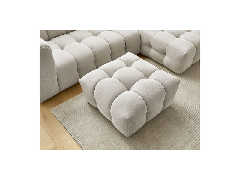 Canapé D'Angle Fixe - Cloud - Tissu Lisse Avec Pouf - Angle Droit