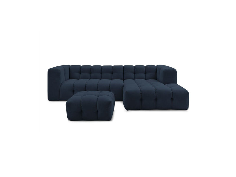 Canapé D'Angle Fixe - Cloud - Tissu Lisse Avec Pouf - Angle Droit