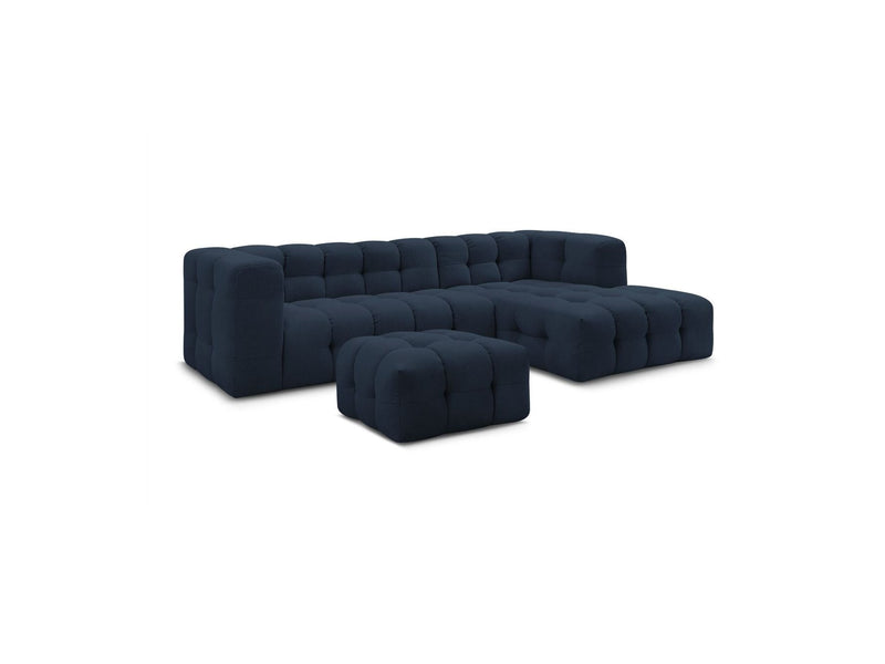 Canapé D'Angle Fixe - Cloud - Tissu Lisse Avec Pouf - Angle Droit