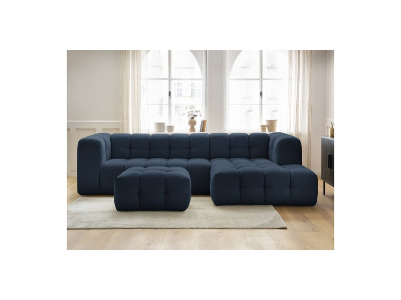 Canapé D'Angle Fixe - Cloud - Tissu Lisse Avec Pouf - Angle Droit