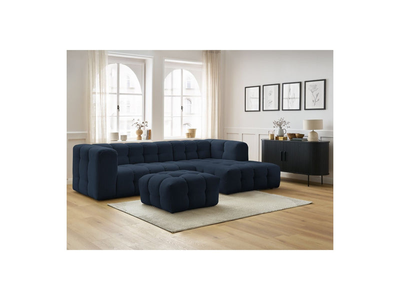 Canapé D'Angle Fixe - Cloud - Tissu Lisse Avec Pouf - Angle Droit