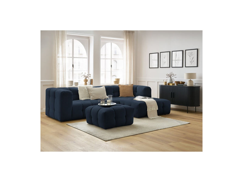 Canapé D'Angle Fixe - Cloud - Tissu Lisse Avec Pouf - Angle Droit