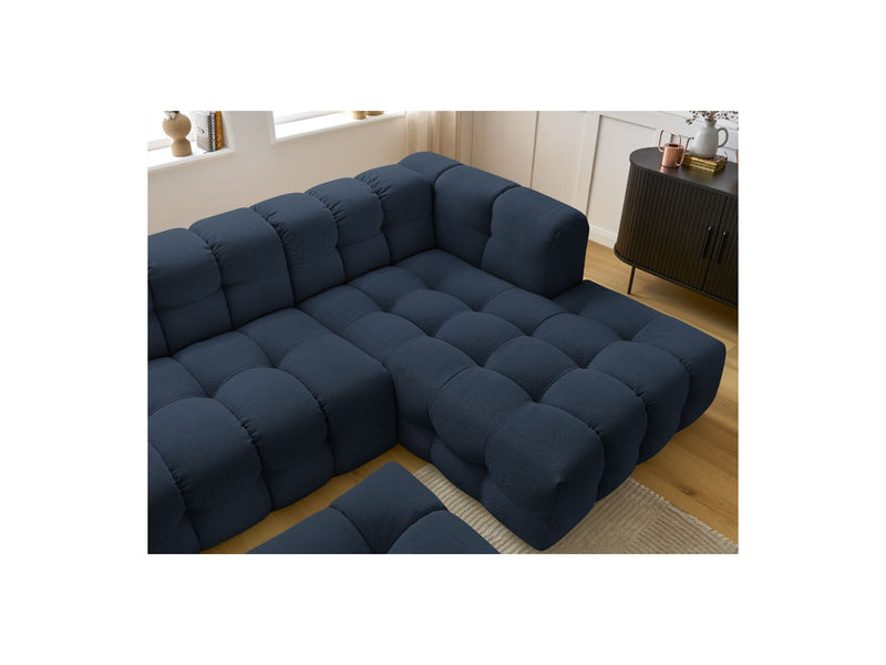 Canapé D'Angle Fixe - Cloud - Tissu Lisse Avec Pouf - Angle Droit