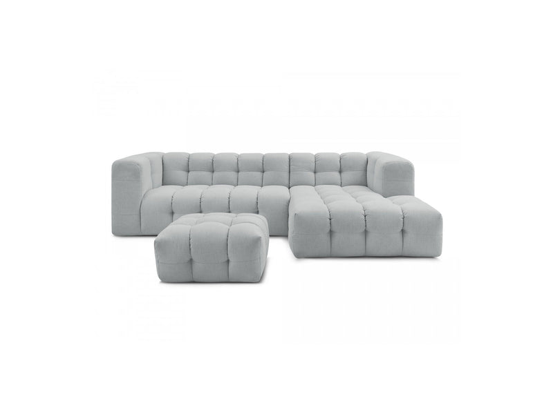 Canapé D'Angle Fixe - Cloud - Tissu Lisse Avec Pouf - Angle Droit