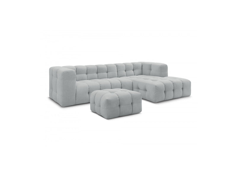 Canapé D'Angle Fixe - Cloud - Tissu Lisse Avec Pouf - Angle Droit