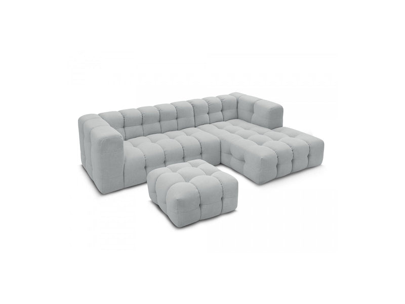 Canapé D'Angle Fixe - Cloud - Tissu Lisse Avec Pouf - Angle Droit