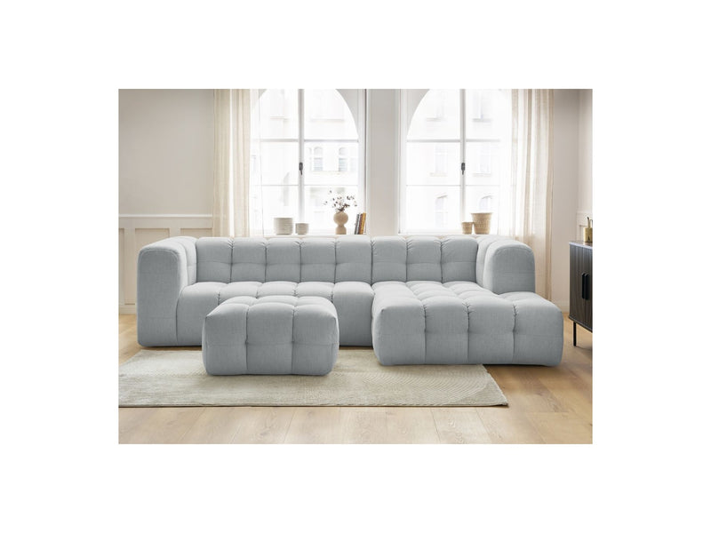 Canapé D'Angle Fixe - Cloud - Tissu Lisse Avec Pouf - Angle Droit