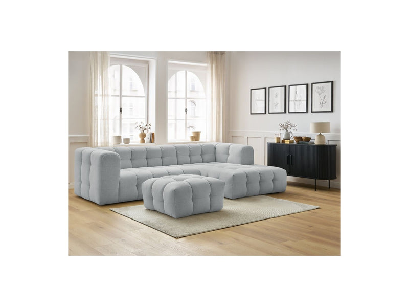 Canapé D'Angle Fixe - Cloud - Tissu Lisse Avec Pouf - Angle Droit