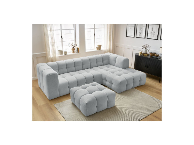 Canapé D'Angle Fixe - Cloud - Tissu Lisse Avec Pouf - Angle Droit