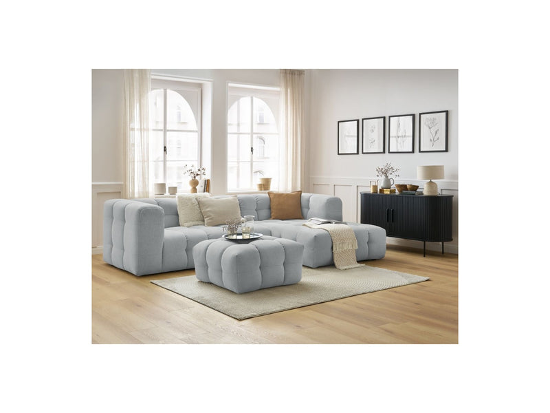 Canapé D'Angle Fixe - Cloud - Tissu Lisse Avec Pouf - Angle Droit