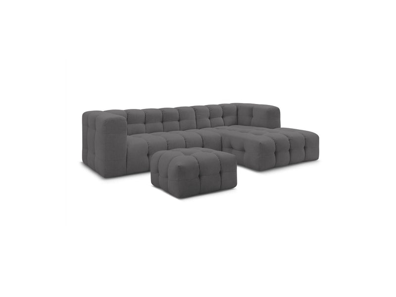 Canapé D'Angle Fixe - Cloud - Tissu Lisse Avec Pouf - Angle Droit