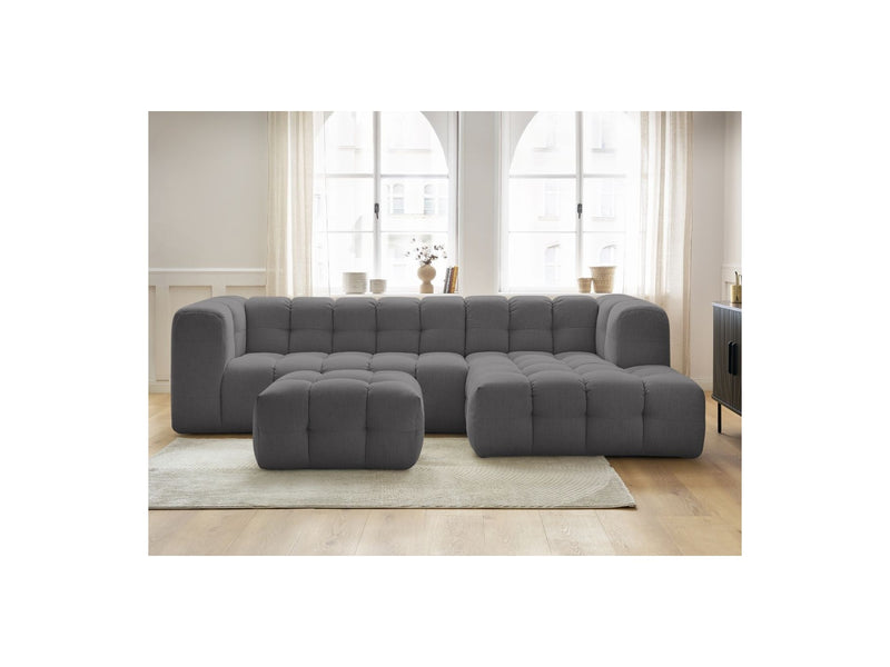 Canapé D'Angle Fixe - Cloud - Tissu Lisse Avec Pouf - Angle Droit