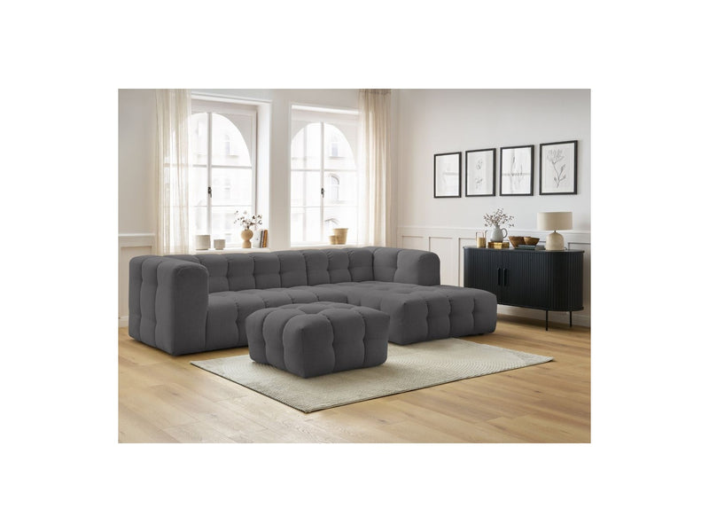 Canapé D'Angle Fixe - Cloud - Tissu Lisse Avec Pouf - Angle Droit