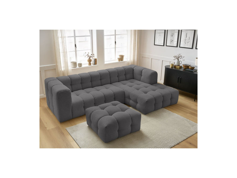 Canapé D'Angle Fixe - Cloud - Tissu Lisse Avec Pouf - Angle Droit