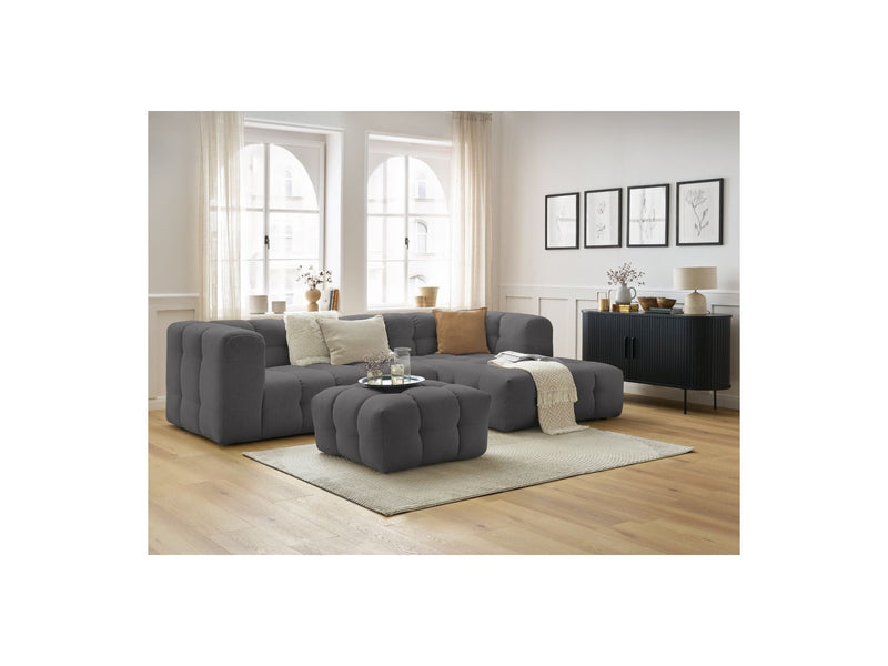 Canapé D'Angle Fixe - Cloud - Tissu Lisse Avec Pouf - Angle Droit