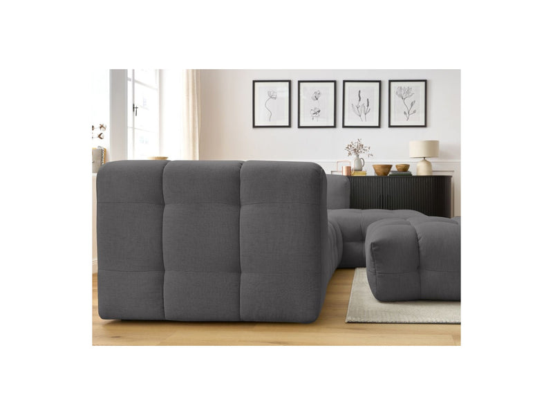 Canapé D'Angle Fixe - Cloud - Tissu Lisse Avec Pouf - Angle Droit