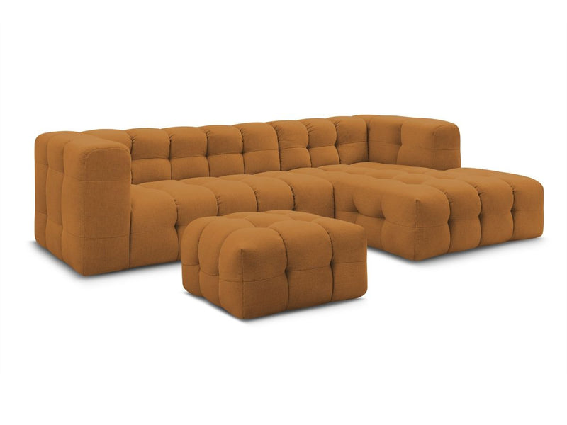 Canapé D'Angle Fixe - Cloud - Tissu Lisse Avec Pouf - Angle Droit