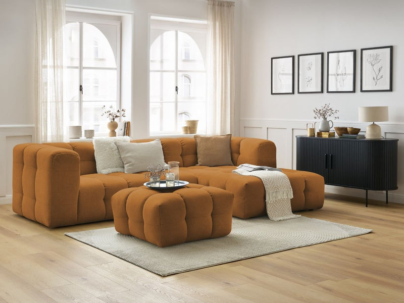 Canapé D'Angle Fixe - Cloud - Tissu Lisse Avec Pouf - Angle Droit