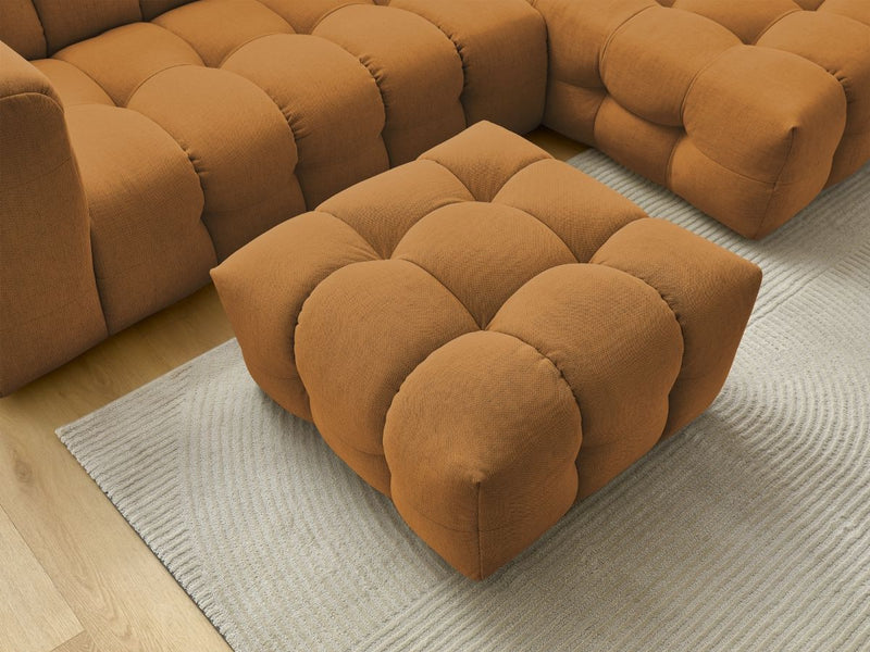 Canapé D'Angle Fixe - Cloud - Tissu Lisse Avec Pouf - Angle Droit