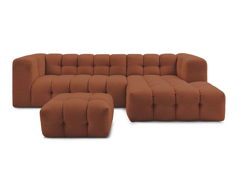 Canapé D'Angle Fixe - Cloud - Tissu Lisse Avec Pouf - Angle Droit