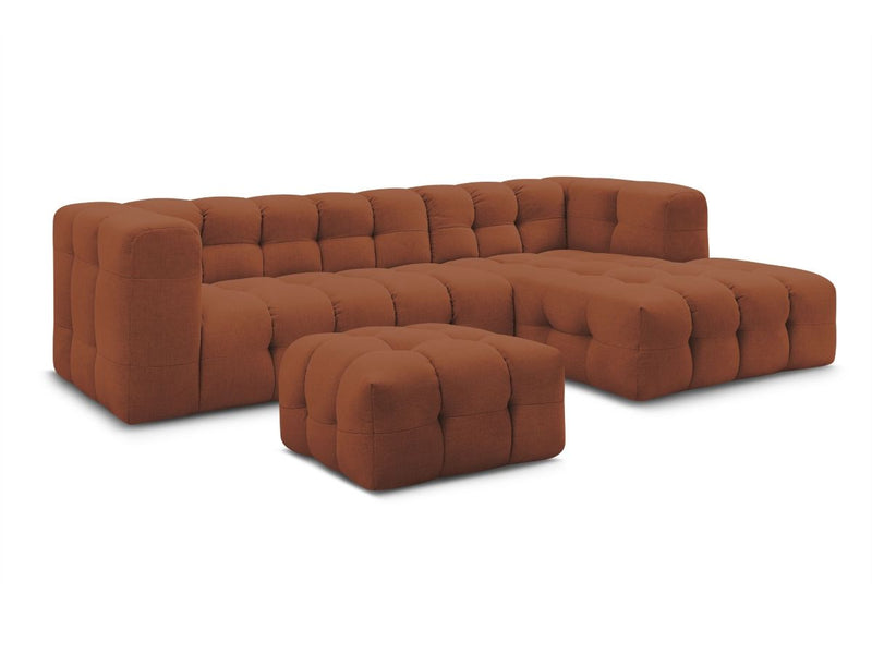 Canapé D'Angle Fixe - Cloud - Tissu Lisse Avec Pouf - Angle Droit