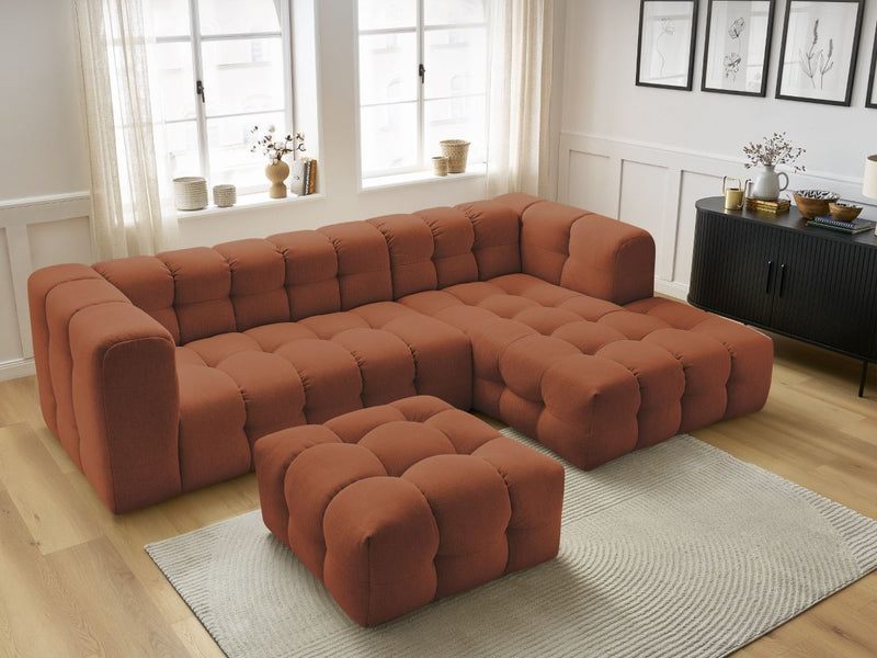 Canapé D'Angle Fixe - Cloud - Tissu Lisse Avec Pouf - Angle Droit