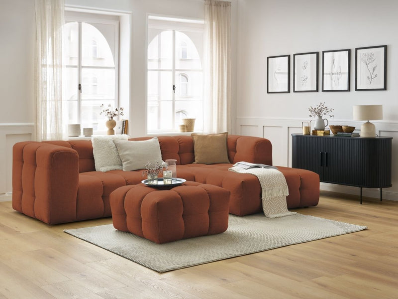 Canapé D'Angle Fixe - Cloud - Tissu Lisse Avec Pouf - Angle Droit