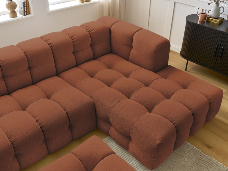 Canapé D'Angle Fixe - Cloud - Tissu Lisse Avec Pouf - Angle Droit